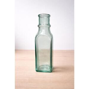 Antique 1890s Aqua Cathedral Pickle Bottle Square Paneled, 2.5x8.75”